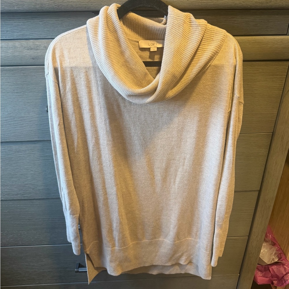 LOFT Tan Cowl Neck Oversized Sweater Size Medium